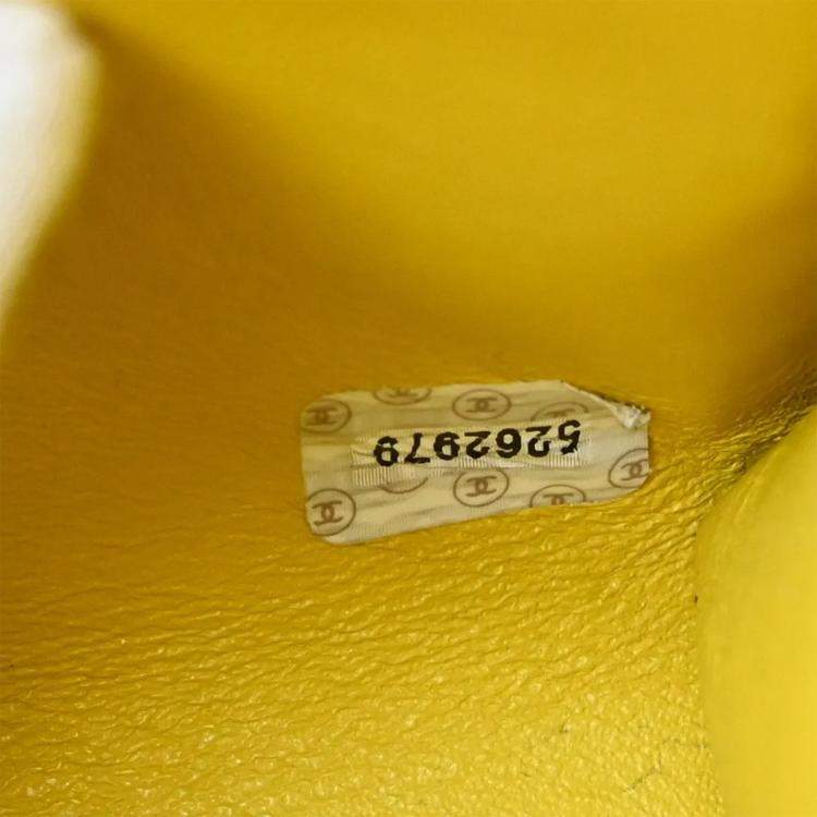 Pre Owned Chanel Yellow Calfskin Briefcase Business Handbag