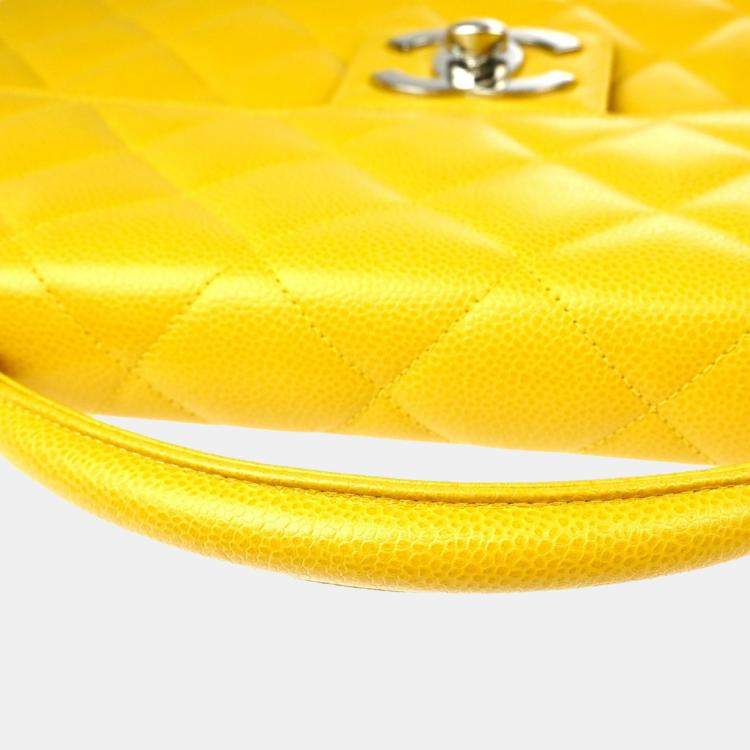 Pre Owned Chanel Yellow Calfskin Briefcase Business Handbag