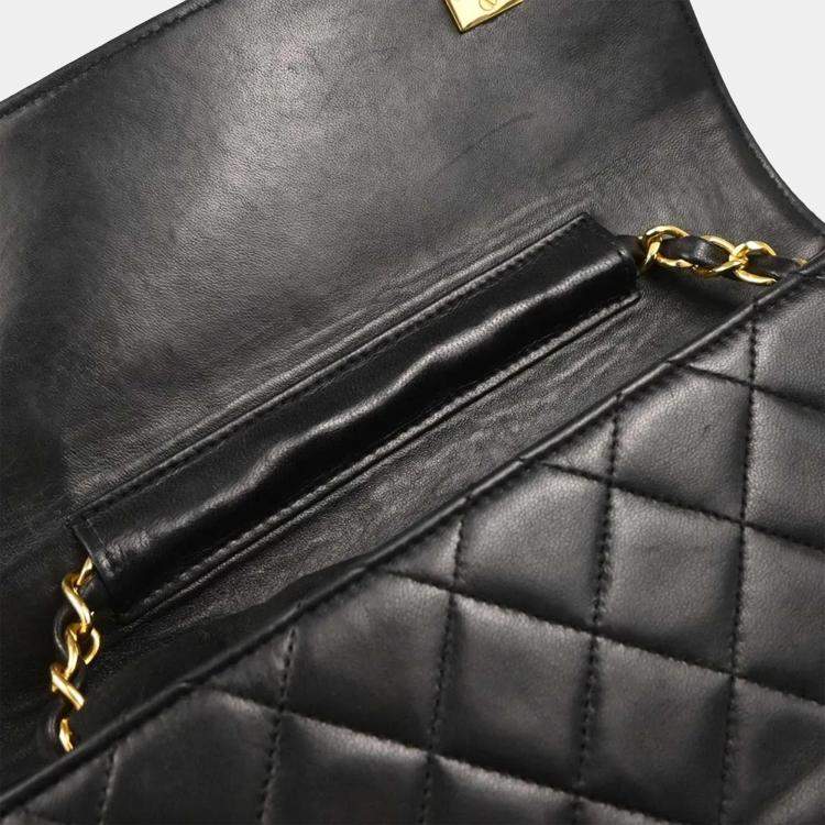 Pre Owned Chanel CC Black Lambskin Shoulder Bag