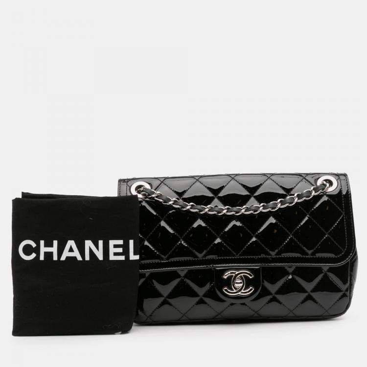 Pre Owned Chanel Black Medium Patent Coco Shine Flap