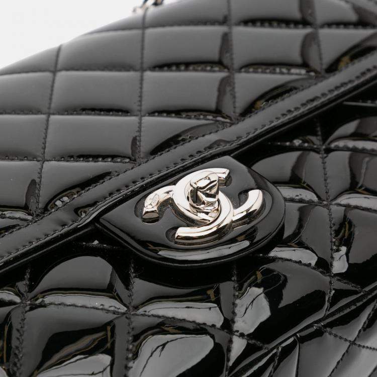 Pre Owned Chanel Black Medium Patent Coco Shine Flap