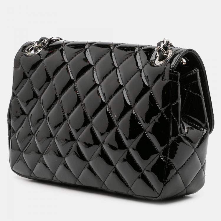 Pre Owned Chanel Black Medium Patent Coco Shine Flap