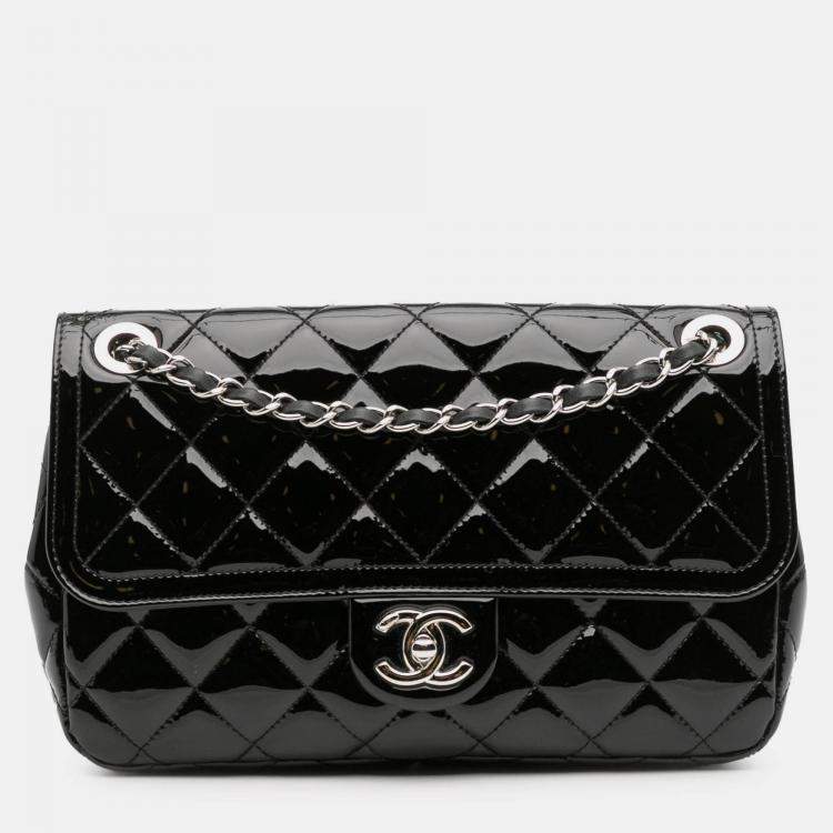 Pre Owned Chanel Black Medium Patent Coco Shine Flap