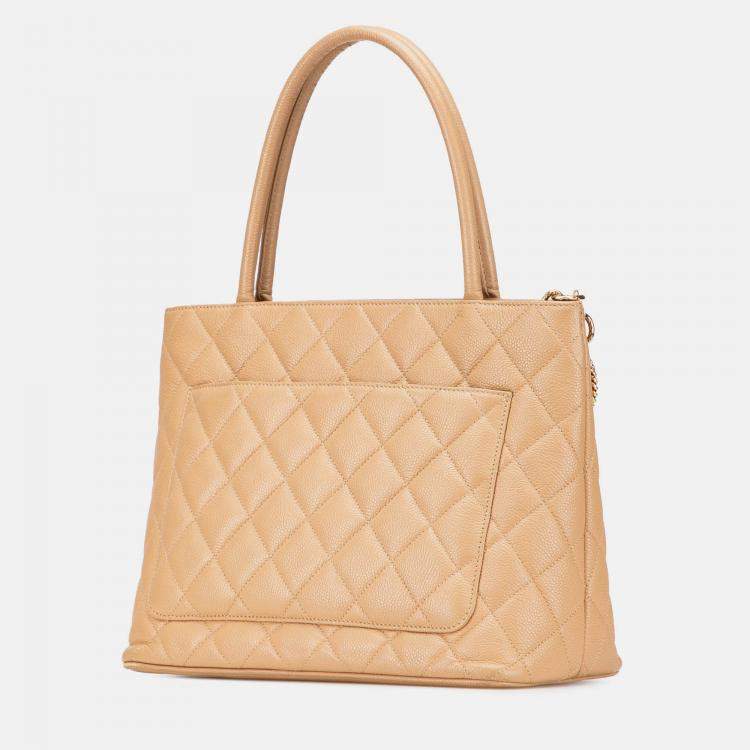 Pre Owned Chanel Brown Caviar Medallion Tote