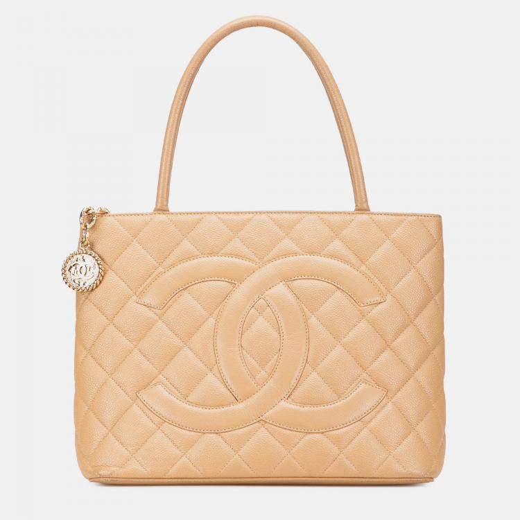 Pre Owned Chanel Brown Caviar Medallion Tote
