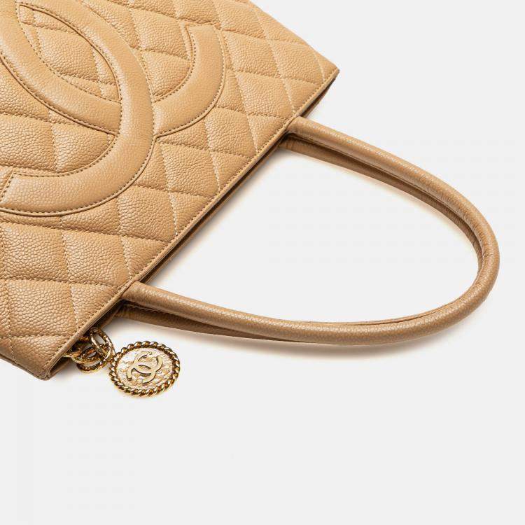 Pre Owned Chanel Brown Caviar Medallion Tote