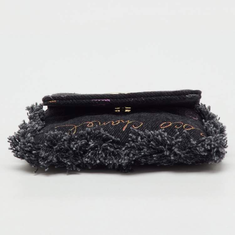 Pre Owned Chanel Black Denim Mood Convertible Chain Clutch
