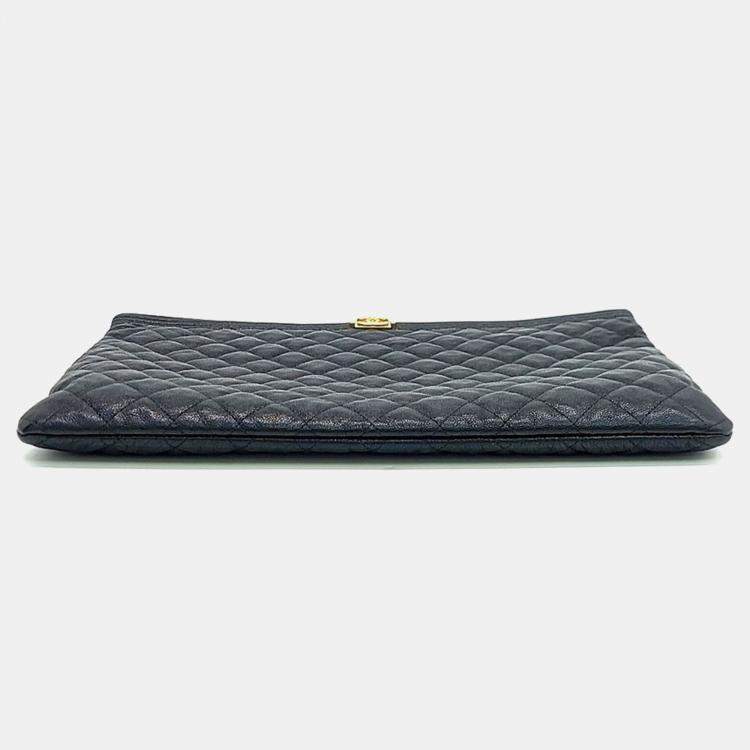 Pre Owned Chanel Black Caviar Large Chanel Boy Clutch 