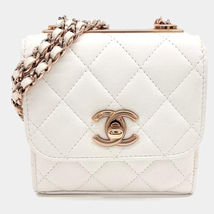 Pre Owned Chanel Trendy CC White Leather Mini Crossbody Bag