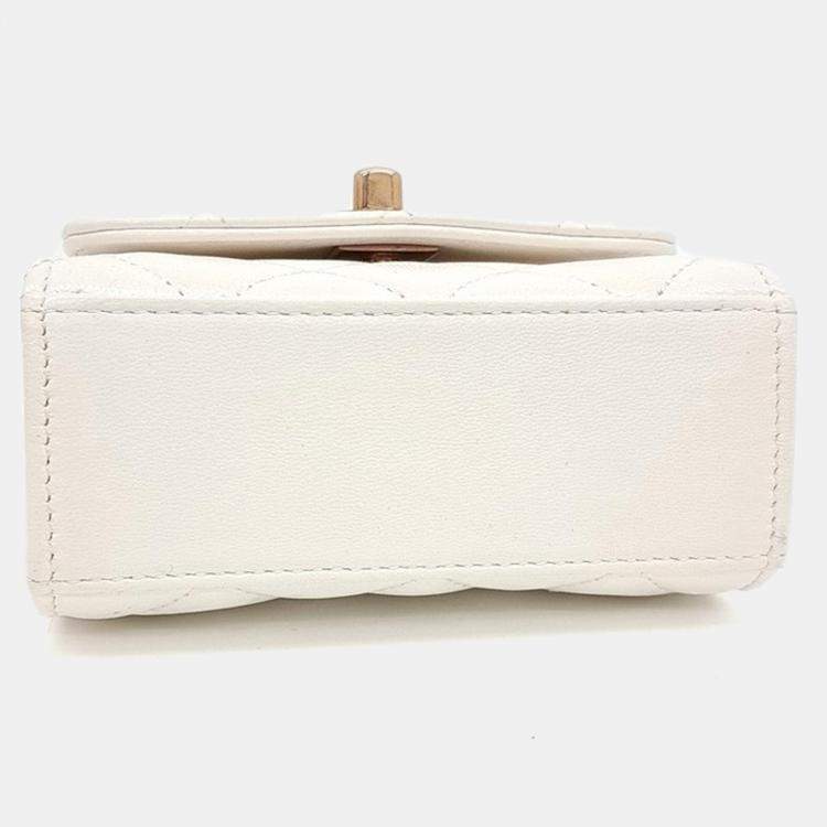 Pre Owned Chanel Trendy CC White Leather Mini Crossbody Bag