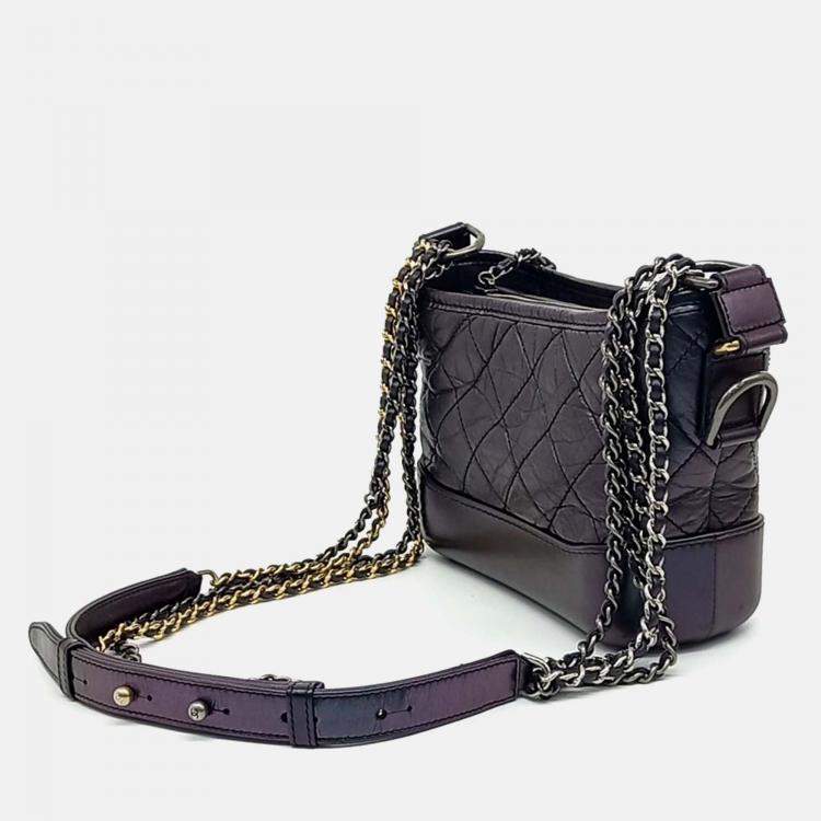Pre Owned Chanel Gabrielle Metallic Leather Small Hobo Bag