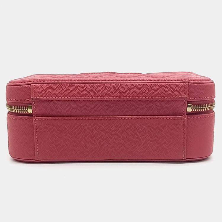 Pre Owned Chanel Pink Leather Cosmetic Tote and Shoulder Bag
