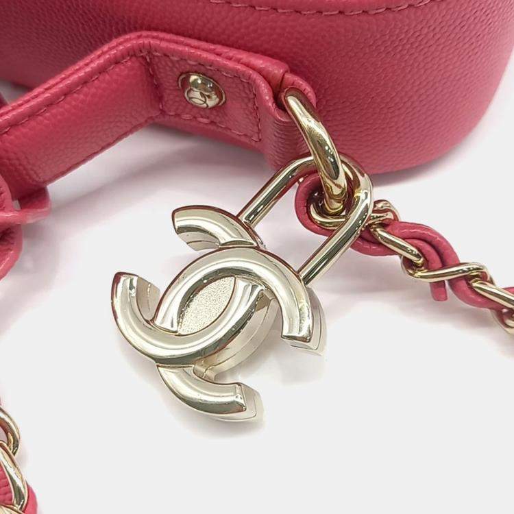 Pre Owned Chanel Pink Leather Cosmetic Tote and Shoulder Bag