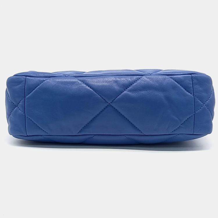 Pre Owned Chanel Blue Leather Chanel 19 Flap Bag Small
