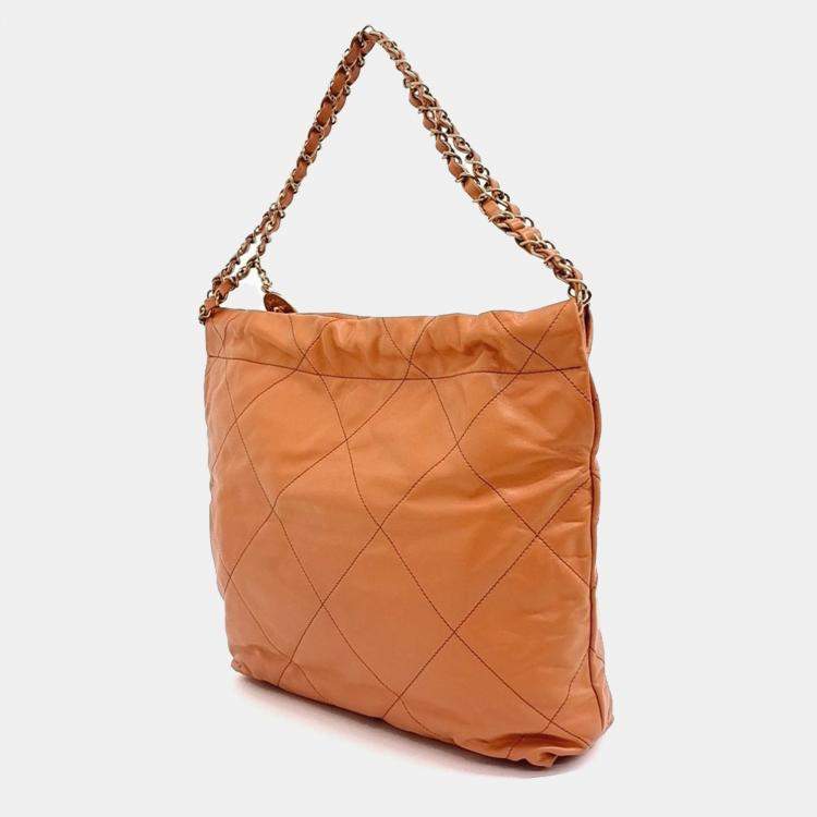 Pre Owned Chanel Orange Leather 22 Bag 30