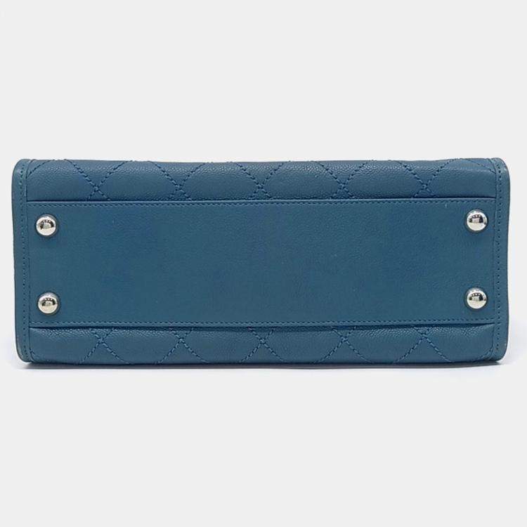 Pre Owned Chanel Caviar Blue Tote and Shoulder Bag