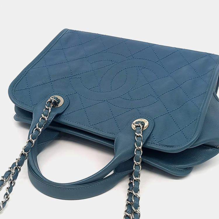 Pre Owned Chanel Caviar Blue Tote and Shoulder Bag