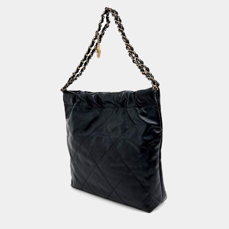 Pre Owned Chanel Black Leather 22 Bag