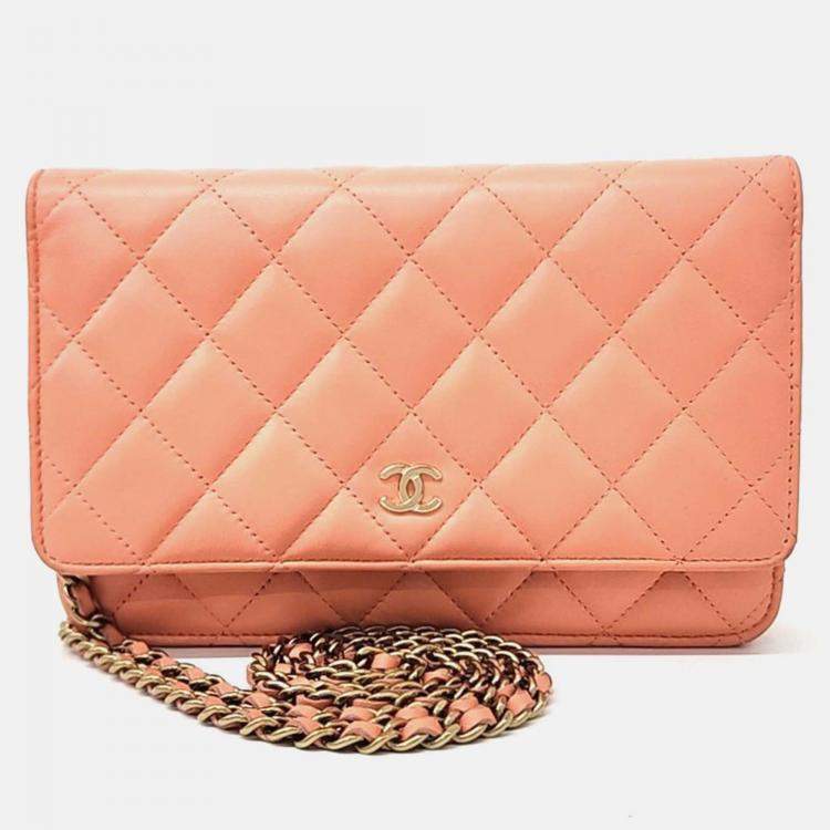 Pre Owned Chanel Orange Leather WOC Mini Crossbody Bag