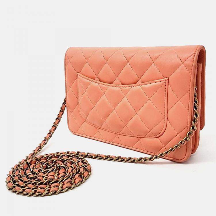 Pre Owned Chanel Orange Leather WOC Mini Crossbody Bag