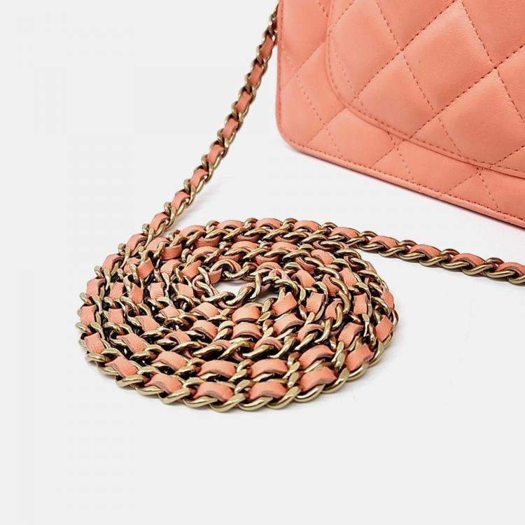 Pre Owned Chanel Orange Leather WOC Mini Crossbody Bag