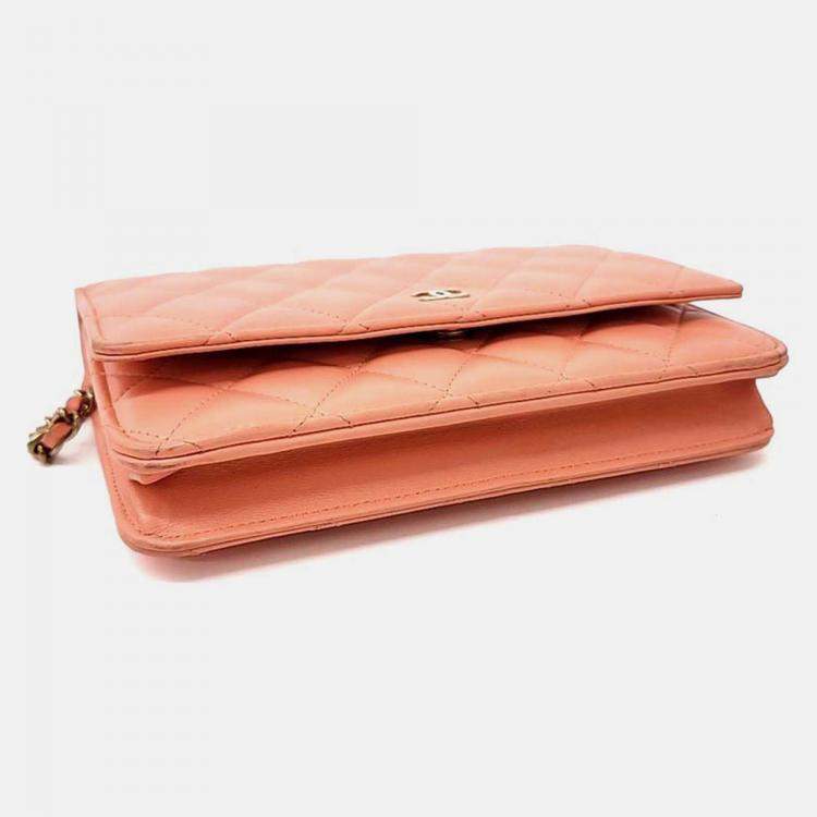 Pre Owned Chanel Orange Leather WOC Mini Crossbody Bag