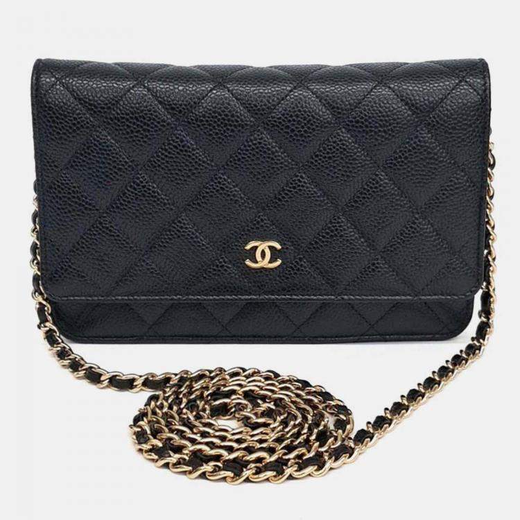 Pre Owned Chanel Black Caviar WOC Mini Crossbody Bag