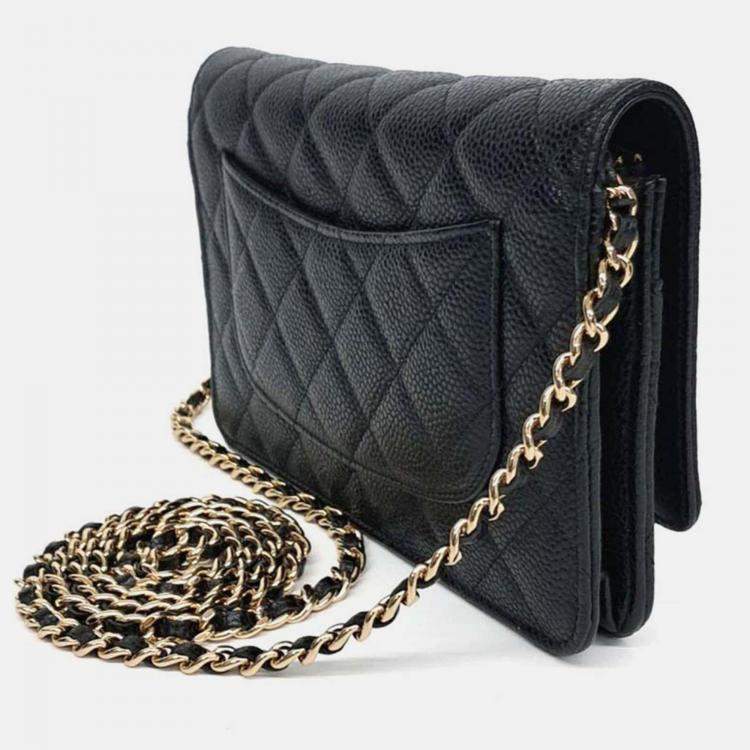 Pre Owned Chanel Black Caviar WOC Mini Crossbody Bag
