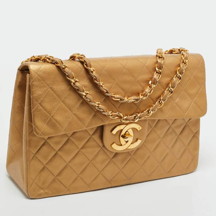مملوكة مسبقًا Chanel Gold Quilted Leather Vintage Classic Single Flap Bag