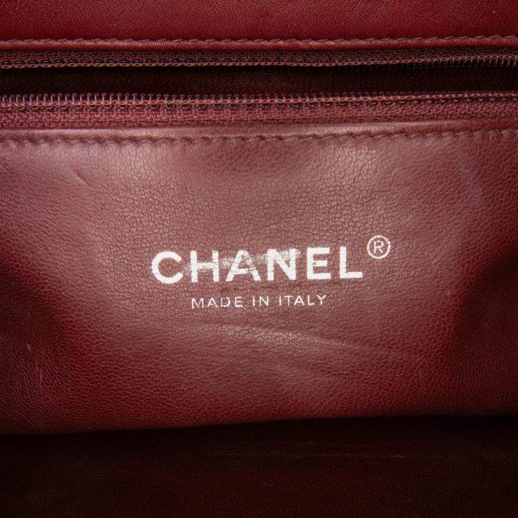 Pre Owned Chanel Red CC Stitched Calfskin Chain Flap
