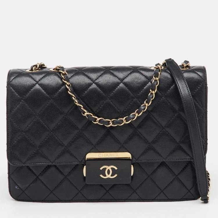 Pre Owned Chanel Black Quilted Leather Beauty Lock Flap Bag