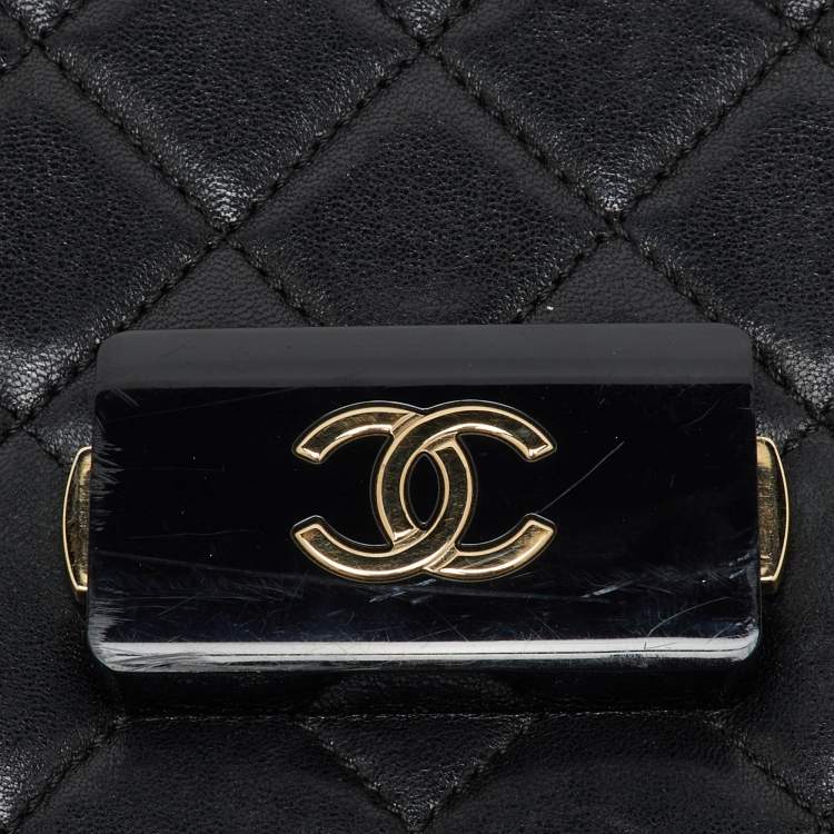 Pre Owned Chanel Black Quilted Leather Beauty Lock Flap Bag