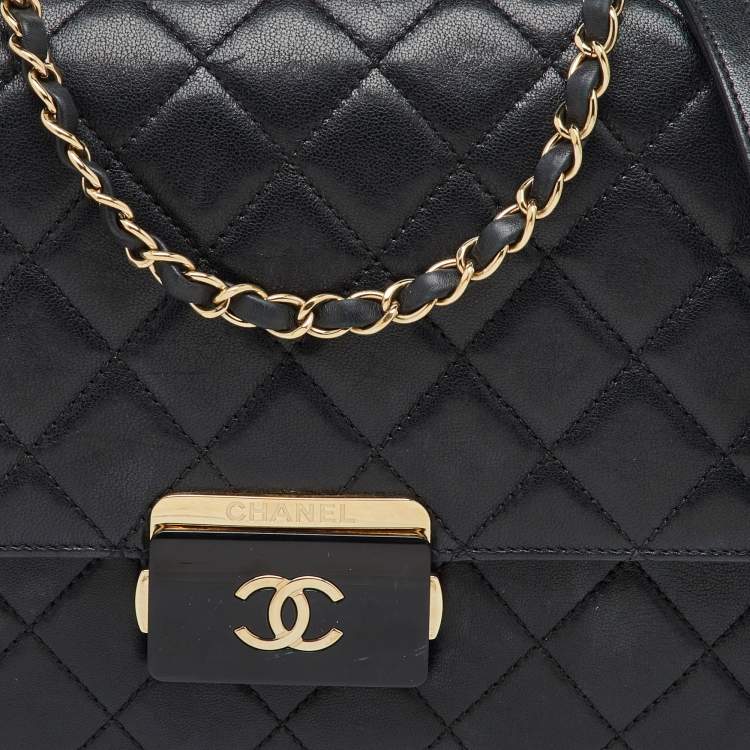 Pre Owned Chanel Black Quilted Leather Beauty Lock Flap Bag