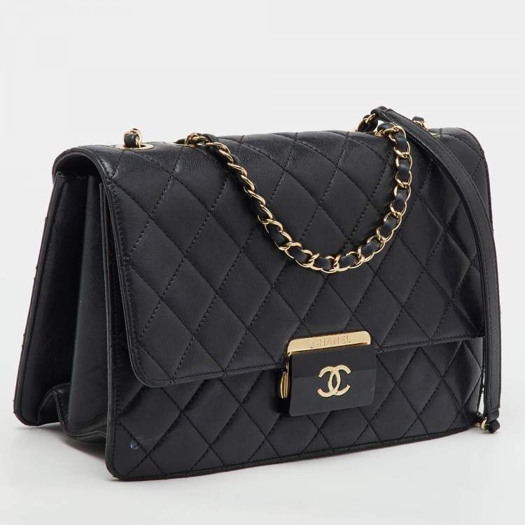 Pre Owned Chanel Black Quilted Leather Beauty Lock Flap Bag