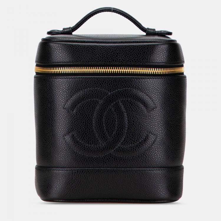 Pre Owned Chanel Black CC Caviar Vanity Case