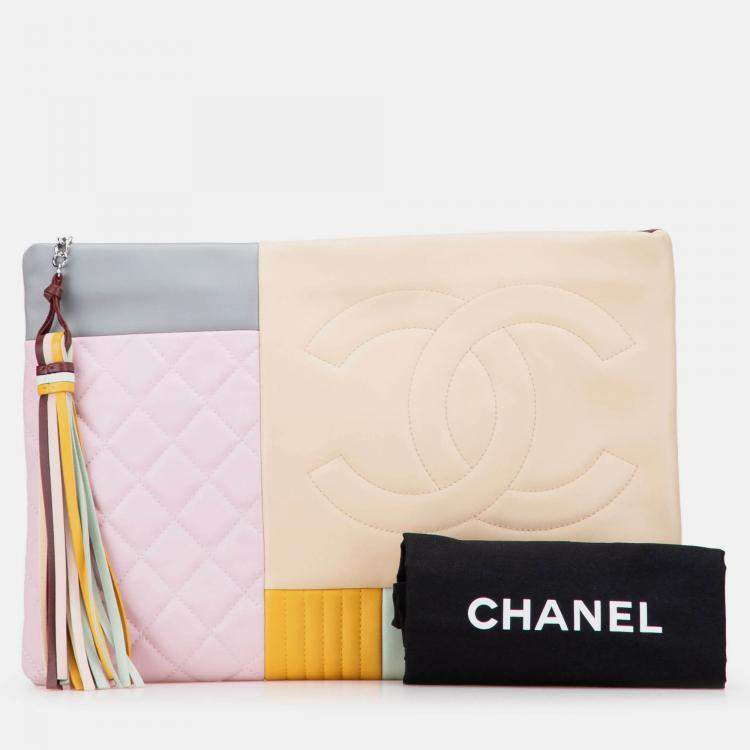 Pre Owned Chanel Multicolor Medium Lambskin Colorblock Patchwork O Case