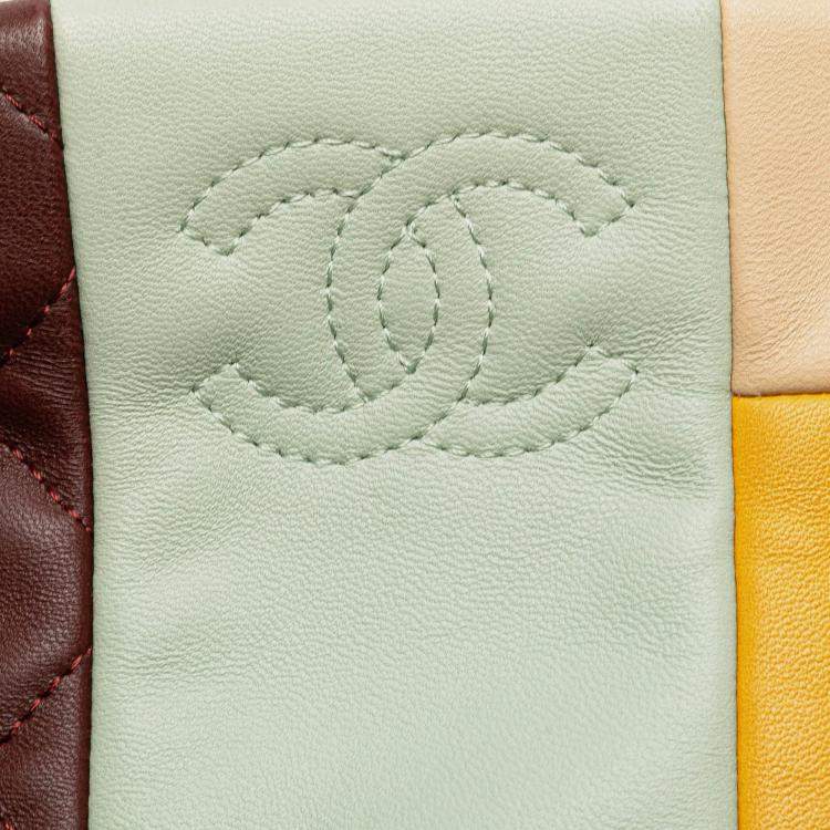 Pre Owned Chanel Multicolor Medium Lambskin Colorblock Patchwork O Case