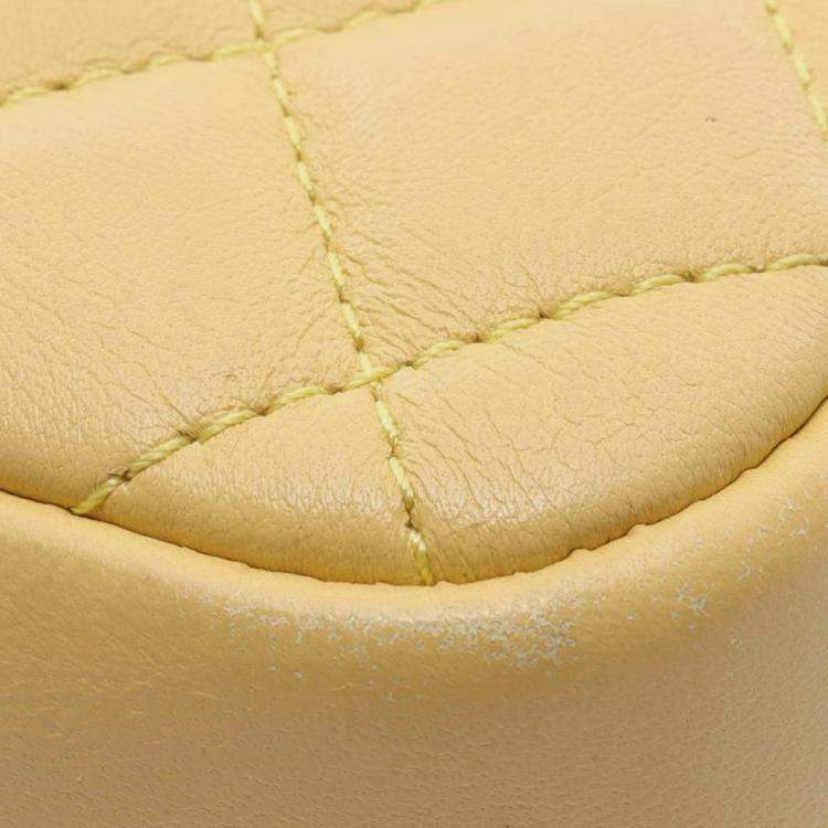 Pre Owned Chanel Yellow Quilted Lambskin Side Packs Flap