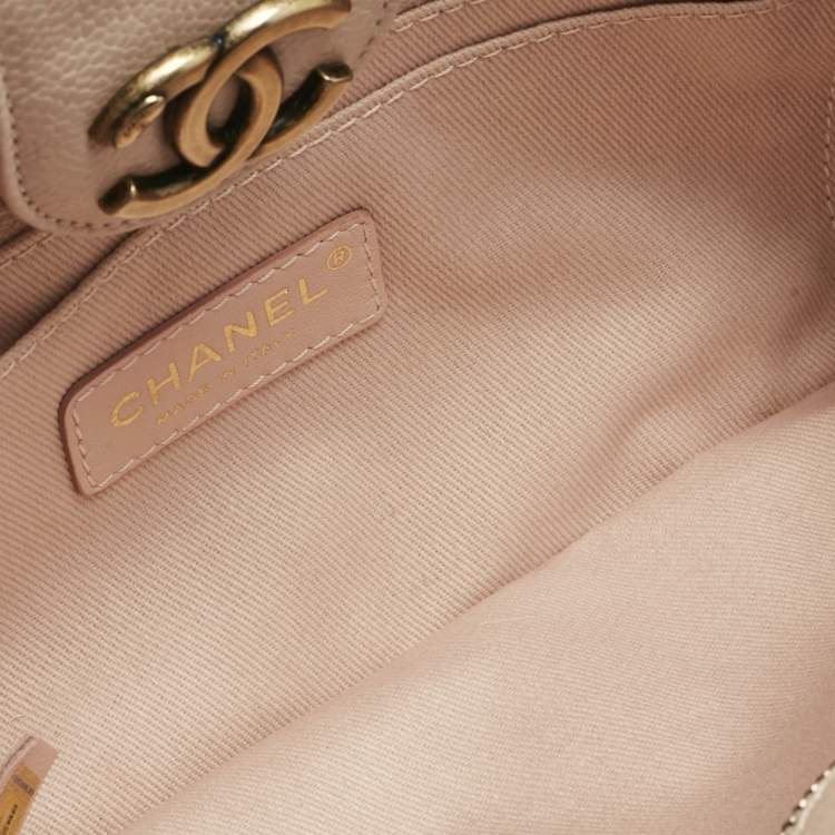 Pre Owned Chanel Light Pink Quilted Aged Leather Coco Pleats Clutch