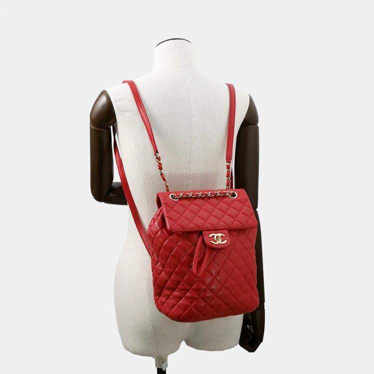 Pre Owned Chanel Urban Spirit Red Lambskin Backpack