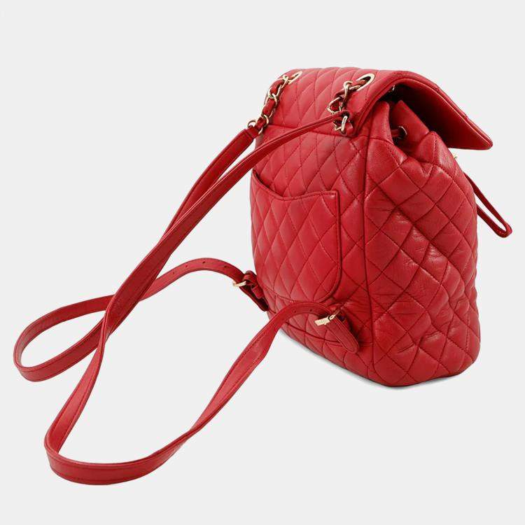 Pre Owned Chanel Urban Spirit Red Lambskin Backpack