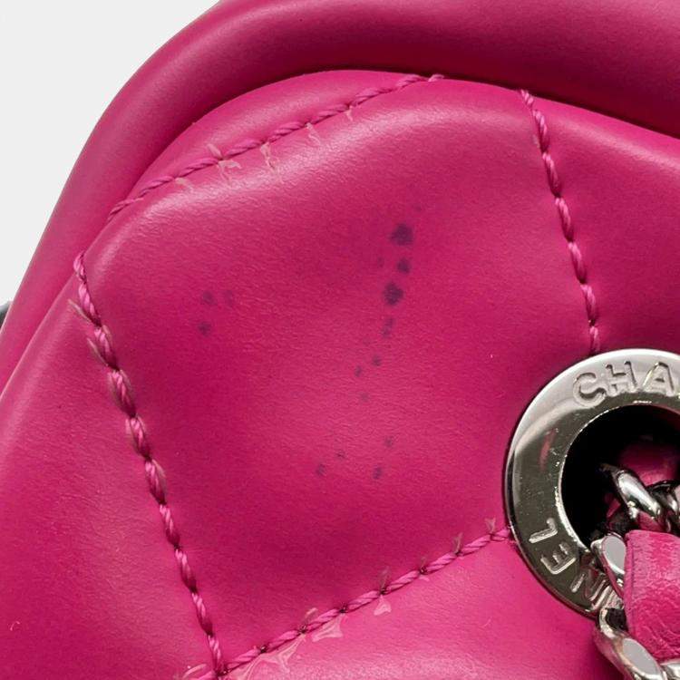Pre Owned Chanel Cocorain Pink Rubberised Calfskin Chain Shoulder Bag