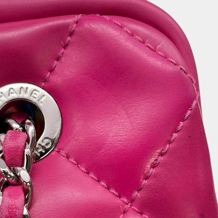 Pre Owned Chanel Cocorain Pink Rubberised Calfskin Chain Shoulder Bag