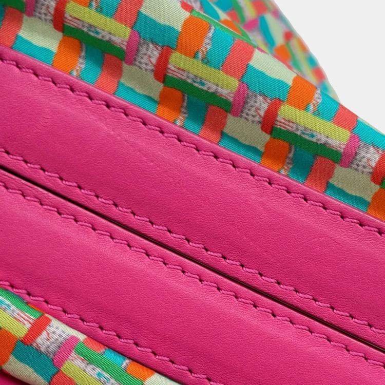 Pre Owned Chanel Cocorain Pink Rubberised Calfskin Chain Shoulder Bag