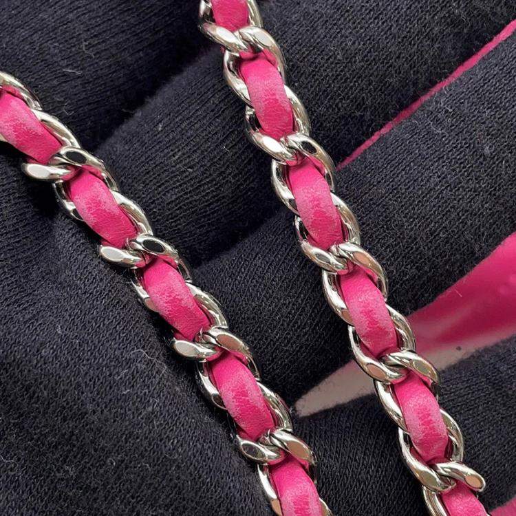 Pre Owned Chanel Cocorain Pink Rubberised Calfskin Chain Shoulder Bag