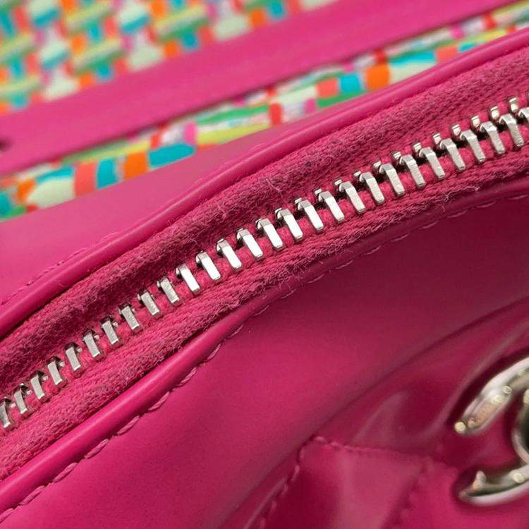 Pre Owned Chanel Cocorain Pink Rubberised Calfskin Chain Shoulder Bag