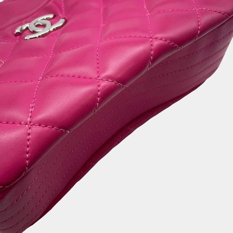 Pre Owned Chanel Cocorain Pink Rubberised Calfskin Chain Shoulder Bag