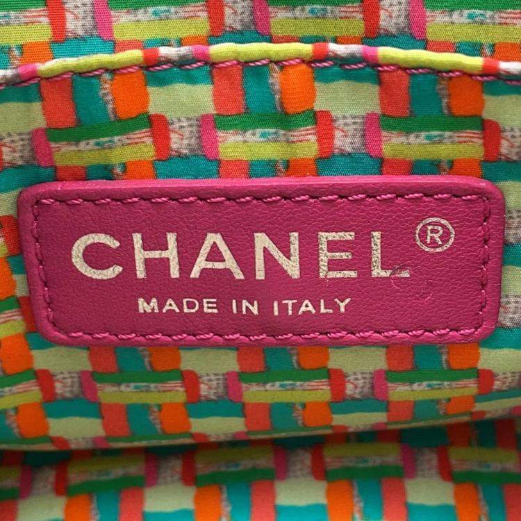 Pre Owned Chanel Cocorain Pink Rubberised Calfskin Chain Shoulder Bag