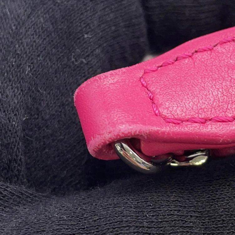 Pre Owned Chanel Cocorain Pink Rubberised Calfskin Chain Shoulder Bag