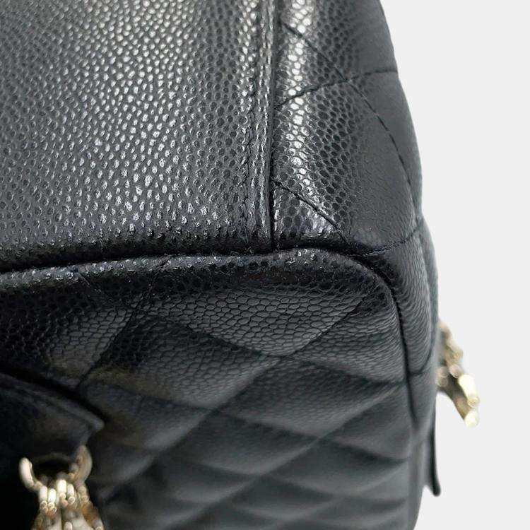 Pre Owned Chanel Matelasse Mini Black Caviar Leather Timeless Classics Backpack